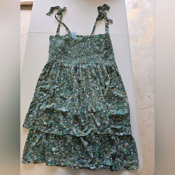 Ann Taylor Dress Women PXL Floral Mixed Print Smocked Waist Tie Shoulder Tie New - Picture 2 of 14